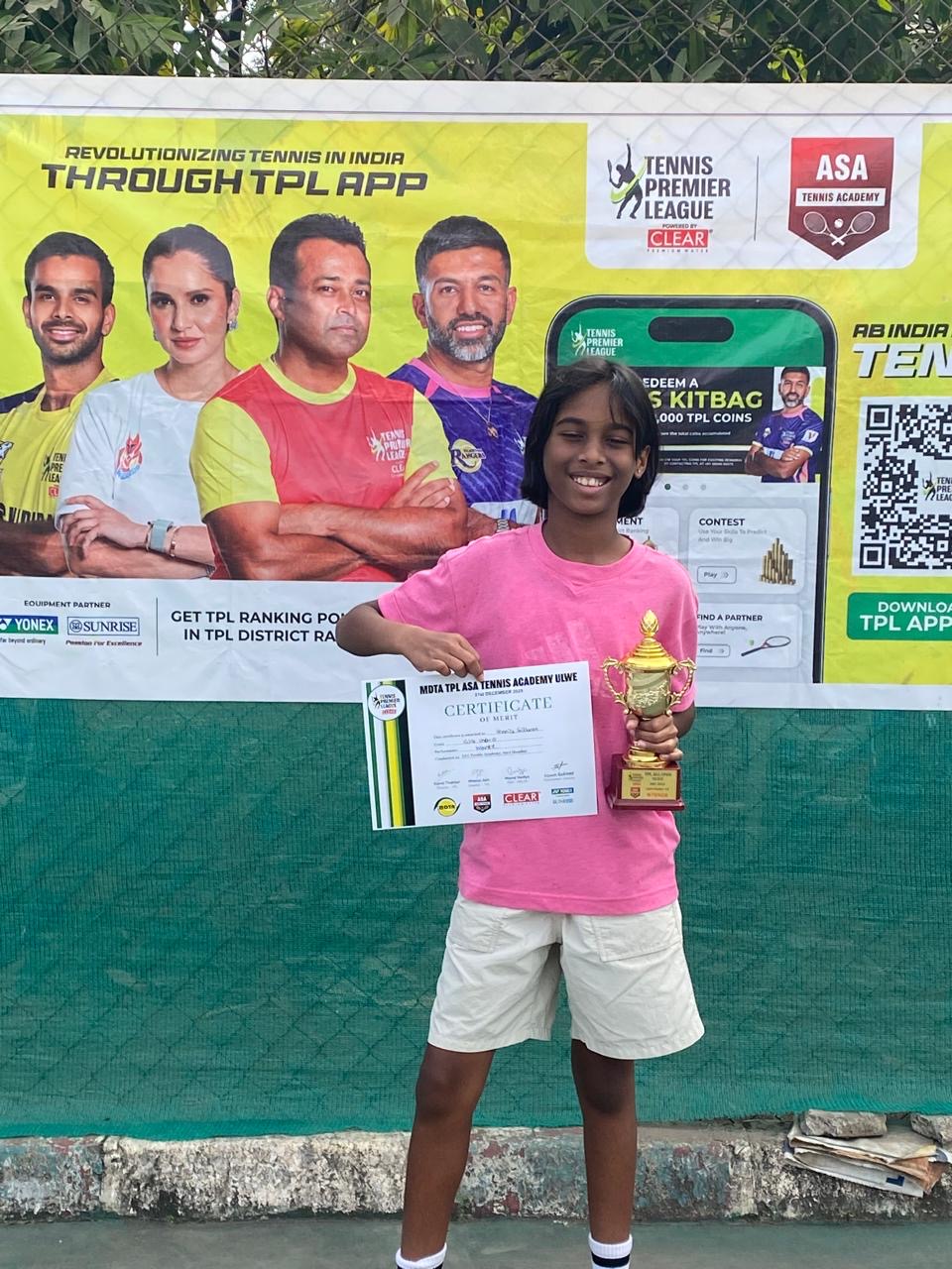 Veronica Sridharan Finishes Tennis Season Ranked Top 3 in Mumbai