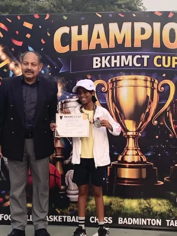 FOR Website:- Under NMAJS Student Achievements   Silver Medal Finish for Veronica Sridharan at Inter-School Tennis Championship