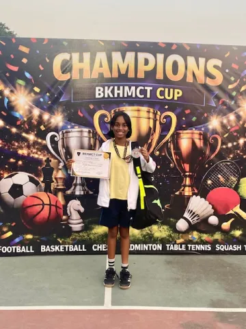 FOR Website:- Under NMAJS Student Achievements   Silver Medal Finish for Veronica Sridharan at Inter-School Tennis Championship