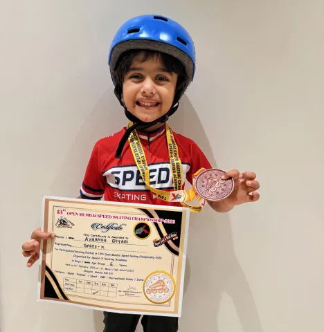 Ayaansh Biyani Secures 3rd Place at the 13th Open Mumbai Speed Skating Championships