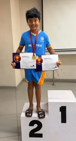 Krish Jain Wins Double Podium at GICLM Swimming Gala